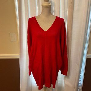 Saturday/Sunday Sweater-Dress M Cranberry Pink Long Sleeve Pockets Snap Back